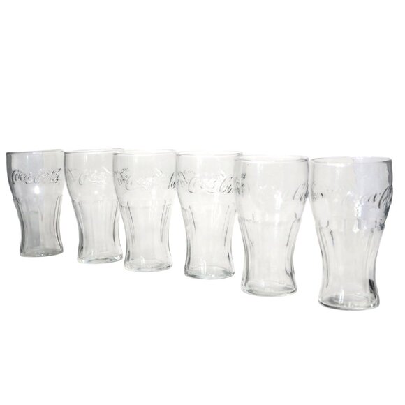 Vintage Anchor Hocking Coca-Cola Tumbler Glass Set (6) Contour Soda Pop Drinking - Picture 11 of 11